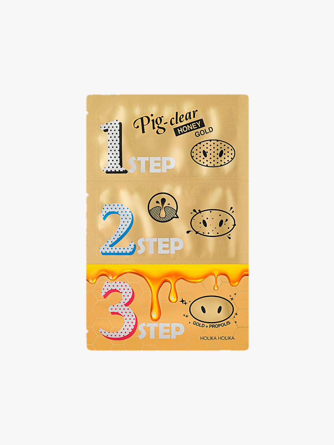 Holika Holika - Blackhead Patches - Pig Nose Clear Blackhead 3-Step Kit (Honey Gold)